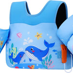 MoKo Toddler Swim Vest for Kids, Swim Arm Floaties 13-70lbs Cartoon Swimming Water Wings Pool Float Vests Sleeves Shoulder Straps Arm Band for Children Learn to Swim