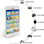 Wolmund Toy Learning Play Cell Phone with 8 Functions and Dazzling Lights Interactive Toy for Toddler Baby Kids Boys Girls, White