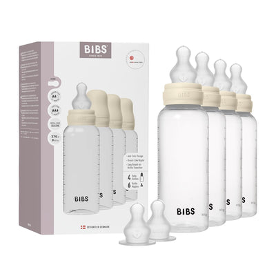 BIBS baby bottles with packaging on a white background