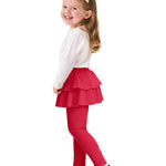 Witwot 2 Pack Toddler Girl Tutu Leggings Baby Girls Cotton Pants with Ruffle Skirt Black Red 18-24M