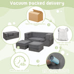 HAHASOLE Modular Kids Play Couch, Kids Sofa Toddler Couch, Foam Play Set with Recliner, Toddler Sofa for Creative Boys & Girls, Convertible Foam Climbing Blocks