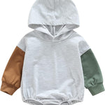 Thorn Tree Newborn Baby Boys Hooded Sweatshirt Long Sleeve Solid Romper Infant Baby Fall Winter Spring Outfits
