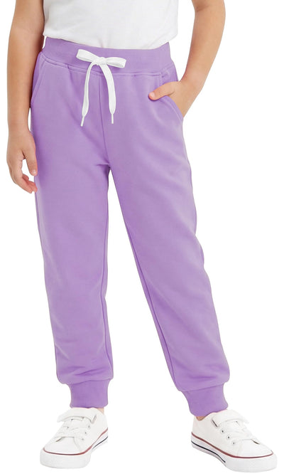 VOGRYE Girls' Sweatpants 3-Pack Soft Joggers with Pockets, Elastic Waist Athletic Pants for Kids Toddler School Sports