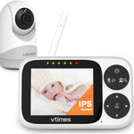 Baby Monitor with Camera and Audio, Video Baby Monitor No WiFi Night Vision 2.4" LCD Screen Portable Baby Camera Monitor Alarm Lullaby Temperature Sensor and 1000ft, Ideal for Baby/Elderly/Pet