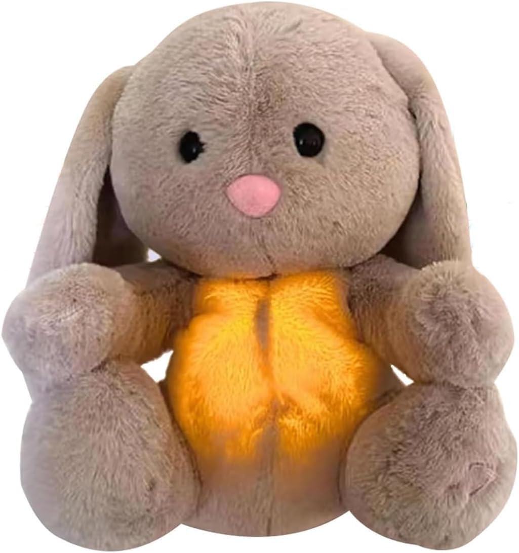 Breathing Stuffed Rabbit: Portable Plush Toy with Light and Sound for Soothing Anxiety and Improving Sleep in Adults and Children (1PC)