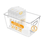 Priver - Breast Milk Freezer Storage Containers, 2 pack - Breastfeeding Essential in Organization and Storage for Milk & Baby Bottles, Reusable Freezer Organizer Bins, 5.2’’ W x 9.3" L x 4.2" H