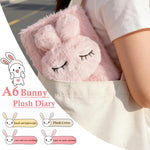Liyujuping Cute Diary for Girls, Rabit Fuzzy Notebooks for Girls, Kids Notebook Set with Pen, Stickers, Flush Journal Writing Pad A6, Birthday, Christmas, Easter, Back-to-School Season (White)