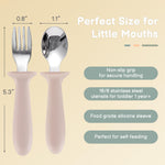 Eascrozn Toddler Spoons and Forks Set, 6 Pack Kids Silverware with Silicone Handle, BPA Free, 18/8 Stainless Steel Children Safe Toddler Utensils, Dishwasher Safe