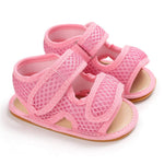 E-FAK Baby Boys Girls Summer Sandals Closed-Toe Non-Slip Rubber Sole Toddler Infant First Walker Shoes(0-6 Months Infant,01 Pink)