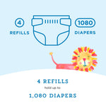 Amazon Brand - Mama Bear Blossoms Scented Diaper Pail Refills for Diaper Genie Pails with Odor Elimination, 1080 Count (4 Packs of 270 Count)