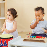 PlanToys Wood Musical Playset with Xylophone, Cymbal, and Guiro (6422) | Sustainably Made from Rubberwood and Non-Toxic Paints and Dyes