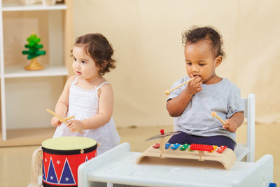 PlanToys Wood Musical Playset with Xylophone, Cymbal, and Guiro (6422) | Sustainably Made from Rubberwood and Non-Toxic Paints and Dyes
