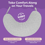 Boppy Anywhere Travel Nursing Pillow - Compact, Ergonomic Bottle & Breastfeeding Pillow with Snap & Loop Hanging Closure and Firm Hypoallergenic Fill, Baby Safety Alliance Verified