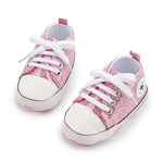 KKIIDDSS Unisex Baby Girls Boys Canvas High-top Shoes, Newborn Infant Anti-Slip Soft Sole Frist Walking Sneakers (B02/Sequin Little Purple,12-18 Months)