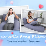 QUEEN ROSE Pregnancy Pillow, U Shaped Full Body Pillows for Sleeping Support, 55 Inch Maternity Pillow for Pregnant Women, Blue
