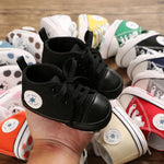 KKIIDDSS Unisex Baby Girls Boys Canvas High-top Shoes, Newborn Infant Anti-Slip Soft Sole Frist Walking Breathable Sneakers (A03/Full_Black_1, 0-6 Months)