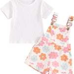 fhutpw Toddler Baby Girls Summer Outfits Daisy Ruffle Short Sleeve T-Shirts Tops Floral Shorts 2Pcs Clothes Set 6M-4T