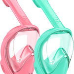 Kids Snorkel Mask Full Face, Snorkeling Gear for Kids 2-14 with Camera Mount, 180 Degree Panoramic View Snorkeling Set Anti-Fog Anti-Leak