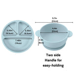 PandaEar Silicone Baby Feeding Set | 9PCS Baby Led Weaning Supplies Self Feeding Utensils | Divided Suction Plate Bowl Bibs Sippy Cup with Baby Snack Container Spoons Forks (Blue)