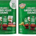 Earth's Best Organic Kids Snacks, Sesame Street Toddler Snacks, Organic Garden Veggie Straws for Toddlers 2 Years and Older, Original, Multipack, .5 oz Bags, 12 Count