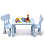 Costzon Kids Table and Chairs, 3 Piece Plastic Easy Clean Children Activity Desk for Reading, Drawing, Snack Time, Arts Crafts, Preschool, Kindergarten & Playroom, Toddler Table and Chair Set (Blue)