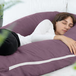 Meiz Pregnancy Pillow, Cooling Silky Pregnancy Pillows for Sleeping, 65" Maternity Pillow for Tall Pregnant Woman with Cooling Silk Jersey Cover, Purple