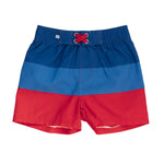 RUGGEDBUTTS Boys UPF50+ Sun Protection Striped Color Block Swim Trunks - Liberty Color Block, 3T