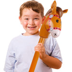 2PCS Inflatable Stick Pony, Inflatable Pony Head on Stick Horse Costume for Halloween/Western Cowboy/Horse Baby Shower Birthday Party Decorations Supplies Favors Props, 37 Inches (Brown)