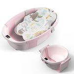 Collapsible Baby Bathtub, 3s to Install, Baby Bath Tub with Soft Cushion & Thermometer, 0-36 Months Newborn Bathtub, Portable Travel Baby Tub, Grey