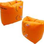10Leccion 2 Pack Inflatable Arm Floaties for Toddlers, Blow up Water Wings for Kids, Swimming Arm Bands Floatation for Children and Adults 30-150LBS(Blue and Orange)