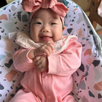 CÉLLOT 6 Pcs Super Stretchy Soft Handmade Headbands with Double Bows Head Wrap Nylon Hair Accessories For Newborn Baby Girls Infant Toddlers Kids(Pink)