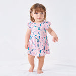 pureborn Baby Girls Viscose from Bamboo Bodysuit Dress Ruffle Sleeve Romper Twirl Skirt Playwear Dresses Light Pink Unicorn 3-6M