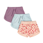 Teach Leanbh Toddler Baby Boys Girls 3 Pack Athletic Shorts Cotton Soild Color Printing with Drawstring (Heart, 3-6 Months)