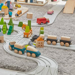 PlanToys® Hybrid Train Wooden Montessori Vehicle Toy | Early Movement, Imagination and Practical Life Exploration | Eco Friendly Train Set for Meaningful Play