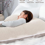 INSEN Pregnancy Pillows, L Shaped Full Body Maternity Pillow with Removable Cover, 57 Inch Pregnancy Pillows for Sleeping, Blue Jersey Cotton