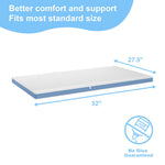 2"x27.5"x52" Mattress Topper, Ultra-Soft Gel-Infused Memory Foam, Odorless & Noiseless Water-Proof Sleep Surface, Detachable and Washable Outer Cover, Pure White & Blue