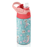 Mermaid Water Bottle for Girls - 12oz Cute Cartoon Kids Water Bottle with Straw, Stainless Steel Tumbler, Insulated, Leak-proof, BPA-free, Pop-up Straw Lid, for School, Children Birthday Gift Cup(1pc)