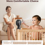 SWEETFULL Baby Stroller Fan - 4000mAh Rechargeable 4-Speed Quiet with LED Display & Night Light, Mini Portable 360° Clip On Safe Fan for Car Seat, Crib, Travel - Black
