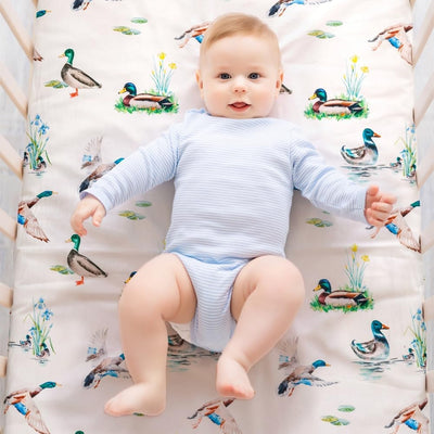 4 Pack Mallard Duck Baby Crib Sheets Neutral Unisex Breathable Fitted Nursery Sheets for Baby Girl or Boys (Crib Sheet)