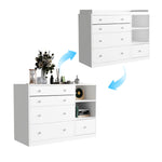 Timechee Changing Table Dresser, Baby Classic Nursery Dresser with 5 Drawers and 2 Shelves, Multi-Functional Baby Changing Table, Diaper Changing Station for Children's Room, White