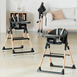 Baby High Chair, High Chairs for Babies and Toddlers, Convertible Folding High Chair with Wheels, Removable Tray 5 Point Harness Footrest Detachable PU Cushion, Portable Highchair for Baby Toddlers