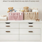 Diaper Caddy Organizer For Changing Table,Dutch Velvet Baby Diaper Caddy With 3 Removable Compartments &4 Side Pockets,Portable Diaper Basket For Car Organizer,Nursery Organizer For Essential Supplies