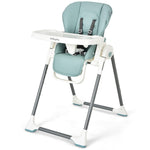 BABY JOY High Chair for Babies & Toddlers, Foldable High Chair w/Adjustable Height/Backrest/Footrest, Double Removable Tray, Book Holder & Storage Bag, Highchair for 6-36 Months Girls Boys (Green)