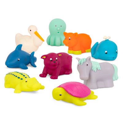 B. toys – Animal Bath Squirts – 9 Water Squirts – Baby Bath Toys for Babies – 10+ Months – Squish & Splash – Horse, Crocodile & More