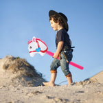 TOSAMZOO 2 Inflatable Horse Heads - Funny Stick Horse Toys for Kids' Birthday Parties (37 Inch Pink)