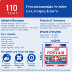 Care Science First Aid Kit, 110 Pieces | Professional Use for Travel, Work, School, Home, Car, Emergency, Survival, Camping, Hiking, and More