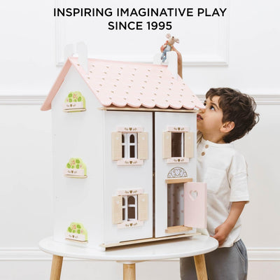 Le Toy Van – Rose Heart Wooden Doll House | Girls & Boys 3 Storey Wooden Dolls House Play Set - Suitable for Ages 3+