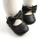 LAFEGEN Baby Girls Mary Jane Flats with Bownot Non Slip Soft Sole PU Leather Newborn Infant Toddler First Walker Cirb Dress Shoes, 6-12 Months Infant, 07 Black