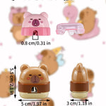 3 PCS Cute Pencil Sharpeners, Kids Pencil Sharpener Manual, Hand Held Pencil Sharpener, Funny Sharpeners Cartoon with Lid, Kawaii Capybara Stationary Gifts Mini School Office Supplies