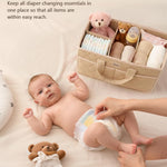 Diaper Caddy Organizer For Changing Table,Dutch Velvet Baby Diaper Caddy With 3 Removable Compartments &4 Side Pockets,Portable Diaper Basket For Car Organizer,Nursery Organizer For Essential Supplies